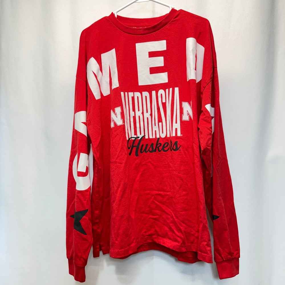 Nebraska Huskers Pressbox T-Shirt Adult XL Red Long Sleeve Game Day Graphic